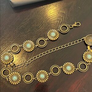 Elegant Gold and Blue Floral belt M